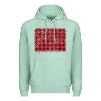 Seafoam distressed buffalo plaid background Premium Hoodie - CowCowDesign