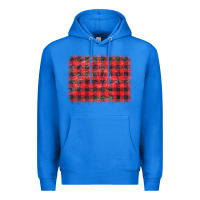 True Royal distressed buffalo plaid background Premium Hoodie - CowCowDesign