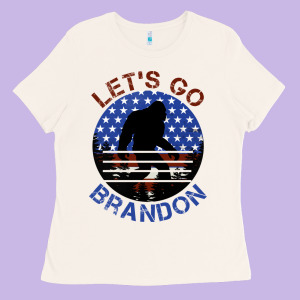 Let's Go Brandon Bigfoot Ladies Tee Designed By Jasminsmagicworld
