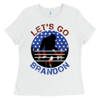 White let's go brandon bigfoot Ladies Tee - Jasminsmagicworld