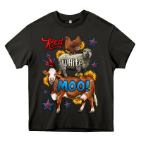 Asphalt red white moo farm animals 4th of july Heavy Core Tee - LillyAllenDesigns