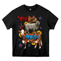 Black red white moo farm animals 4th of july Heavy Core Tee - LillyAllenDesigns
