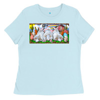 Baby Blue Easter Bunnies Ladies Tee - RanaPortraitStore
