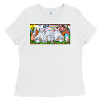 White Easter Bunnies Ladies Tee - RanaPortraitStore