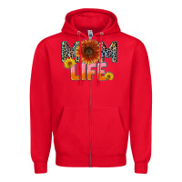Red Mom life Mother's Day Zipper Hoodie - CowGirlArtShop