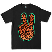 Black Orange Leopard Peace Sign Premium Tee - Jasminsmagicworld