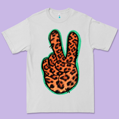 Orange Leopard Peace Sign Premium Tee Designed By Jasminsmagicworld