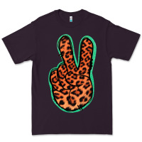 Plum Orange Leopard Peace Sign Premium Tee - Jasminsmagicworld