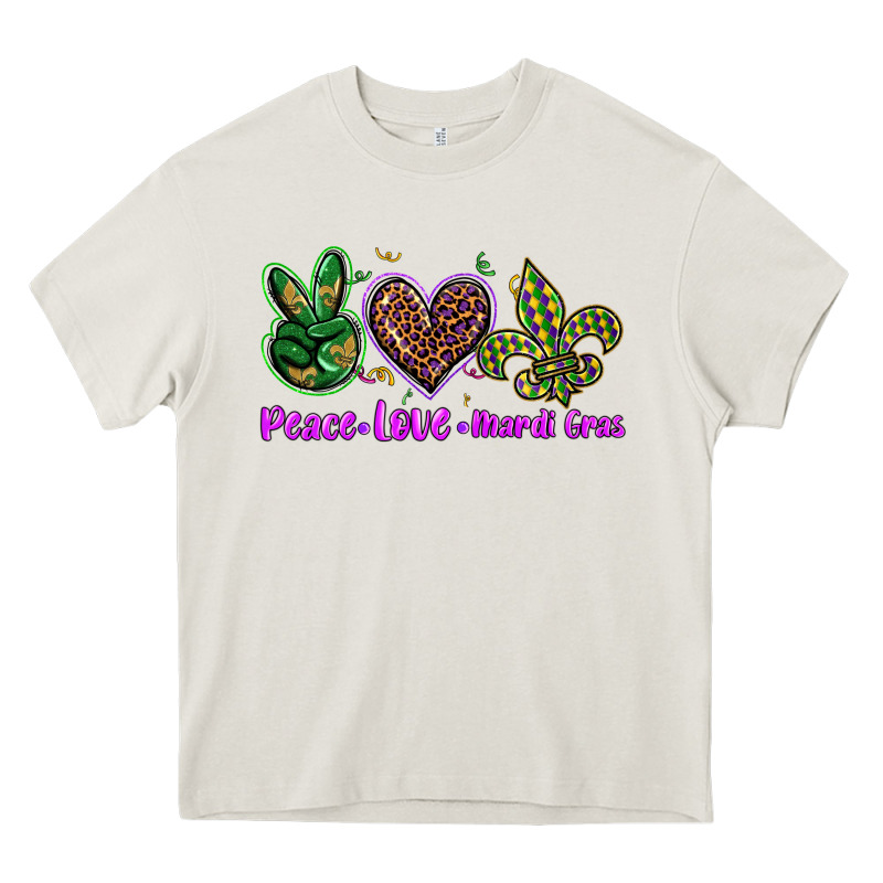 Peace Love Mardi Gras Heavy Core Tee by BarkalooDesign | Teevron