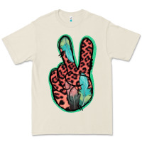 Bone Feather Pink Leopard Peace Sign Premium Tee - Jasminsmagicworld