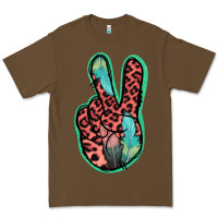 Cacao Feather Pink Leopard Peace Sign Premium Tee - Jasminsmagicworld