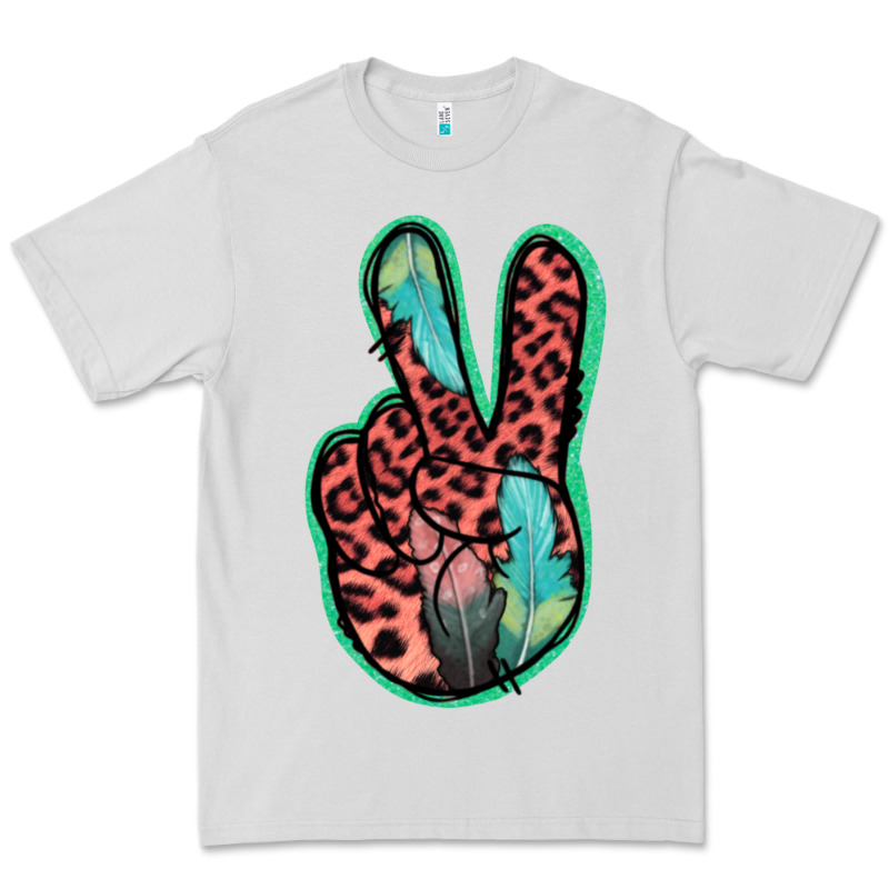 Feather Pink Leopard Peace Sign Premium Tee by Jasminsmagicworld | Teevron