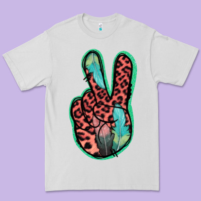 Feather Pink Leopard Peace Sign Premium Tee Designed By Jasminsmagicworld