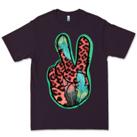 Plum Feather Pink Leopard Peace Sign Premium Tee - Jasminsmagicworld