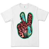 White Feather Pink Leopard Peace Sign Premium Tee - Jasminsmagicworld