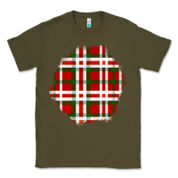 Army Green Christmas Tartan Patch Classic Tee - BundleAndBundleShop