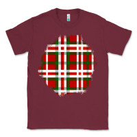 Burgundy Christmas Tartan Patch Classic Tee - BundleAndBundleShop