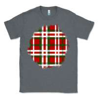 Charcoal Heather Christmas Tartan Patch Classic Tee - BundleAndBundleShop