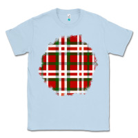 Dusty Blue Christmas Tartan Patch Classic Tee - BundleAndBundleShop