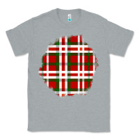 Heather Grey Christmas Tartan Patch Classic Tee - BundleAndBundleShop