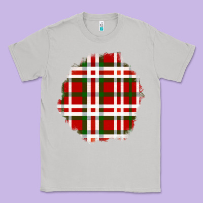 Christmas Tartan Patch Classic Tee Designed By Bundleandbundleshop