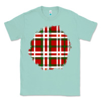 Seafoam Christmas Tartan Patch Classic Tee - BundleAndBundleShop