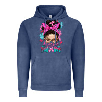 Vintage Denim Warrior Mom Messy Bun With Flowers Vintage Hoodie - BundleAndBundleShop