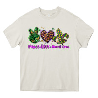 Cream peace love mardi gras Heavy Core Tee - BarkalooDesign