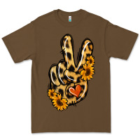 Cacao Leopard Sunflower Peace Sign Premium Tee - Jasminsmagicworld