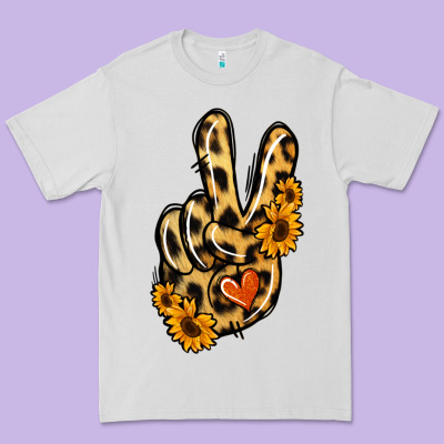 Leopard Sunflower Peace Sign Premium Tee Designed By Jasminsmagicworld