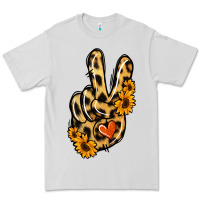 Dove Grey Leopard Sunflower Peace Sign Premium Tee - Jasminsmagicworld