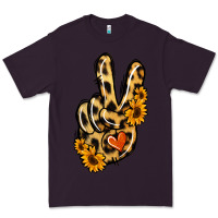 Plum Leopard Sunflower Peace Sign Premium Tee - Jasminsmagicworld