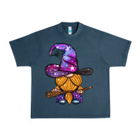 Midnight Navy witch gnome with broom Urban Heavy Tee - BundleAndBundleShop