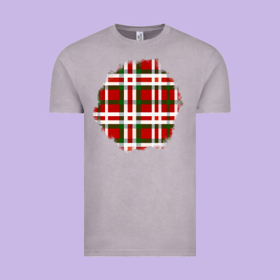 Christmas Tartan Patch Vintage Tee Designed By Bundleandbundleshop