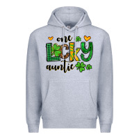 Heather Grey One lucky auntie St. Patrick's Premium Hoodie - OliviaCreatesArt