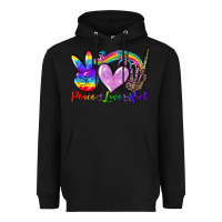 Black Peace love rock Heavyweight Hoodie - FaDigitalArtStudio