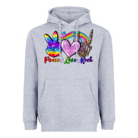 Heather Grey Peace love rock Heavyweight Hoodie - FaDigitalArtStudio