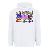 White Peace love rock Heavyweight Hoodie - FaDigitalArtStudio