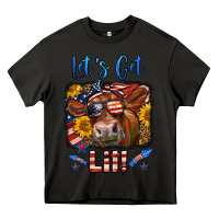 Asphalt let's get lit 4th of july cow Heavy Core Tee - LillyAllenDesigns