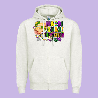 Mardi Gras Drinking Team Margaritas Zipper Hoodie Designed By Cowgirlartshop