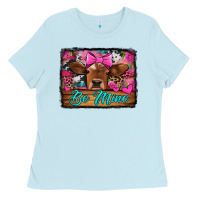Baby Blue be mine valentine's day cow Ladies Tee - Jasminsmagicworld