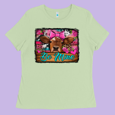 Be Mine Valentine's Day Cow Ladies Tee Designed By Jasminsmagicworld