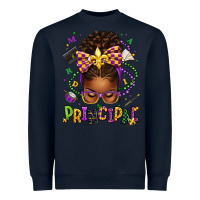 Mardi Gras Principal Afro Messy Bun Heavyweight Sweatshirt | Teevron
