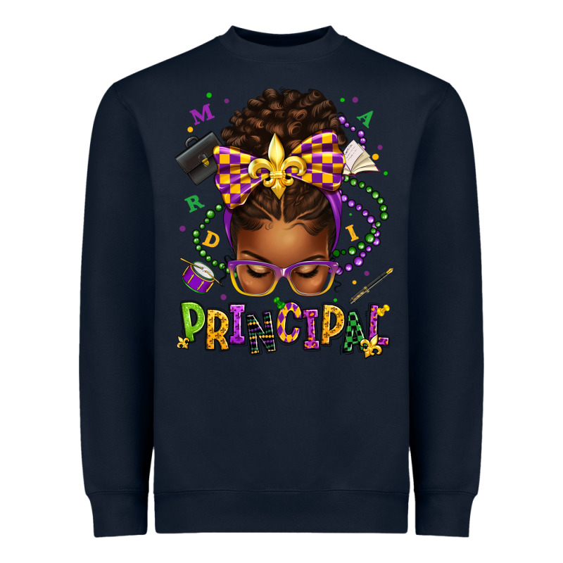 Mardi Gras Principal Afro Messy Bun Heavyweight Sweatshirt by texasbilliewilder | Teevron
