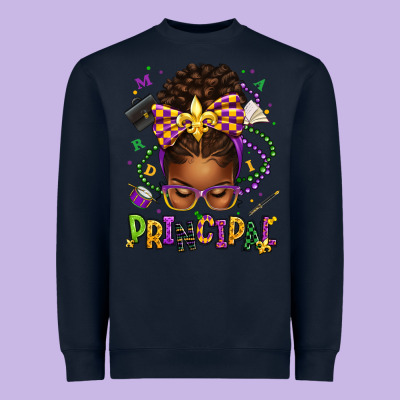 Mardi Gras Principal Afro Messy Bun Heavyweight Sweatshirt Designed By Texasbilliewilder