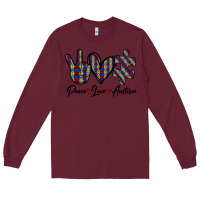 Burgundy Peace Love Autism Long Sleeve Tee - Bettercallsaul