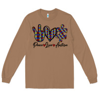 Toasted Coconut Peace Love Autism Long Sleeve Tee - Bettercallsaul