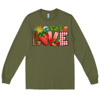 Army Green love strawberry Long Sleeve Tee - RanaPortraitStore