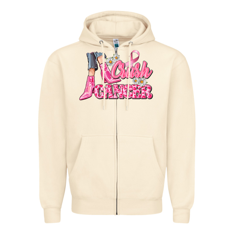 Crush Cancer Zipper Hoodie by CowGirlArtShop | Teevron
