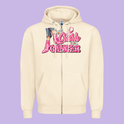 Crush Cancer Zipper Hoodie Designed By Cowgirlartshop